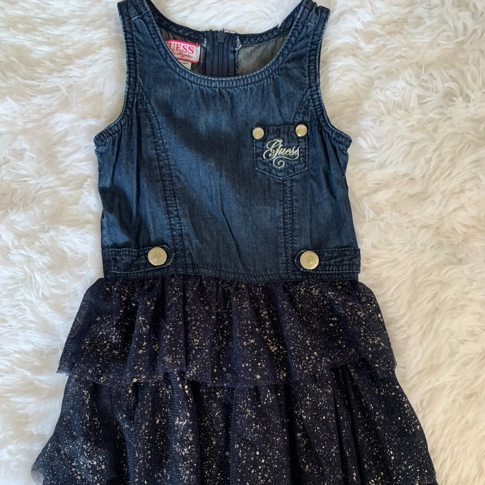 Very cute and stylish Guess denim glittery tier dress!